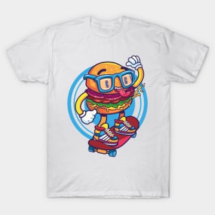 Skating Hamburger having fun T-Shirt